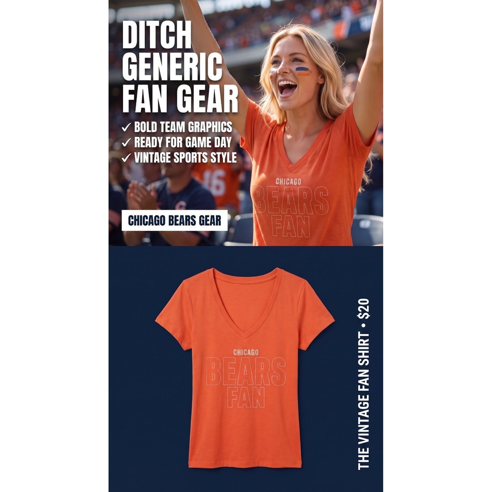 Victoria's Secret PINK NFL Chicago Bears V-Neck Tee
